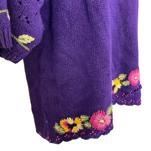 Herman Geist Hand Embroidered Womens Embroidered Vintage Purple Sweater sz S - Picture 2 of 16